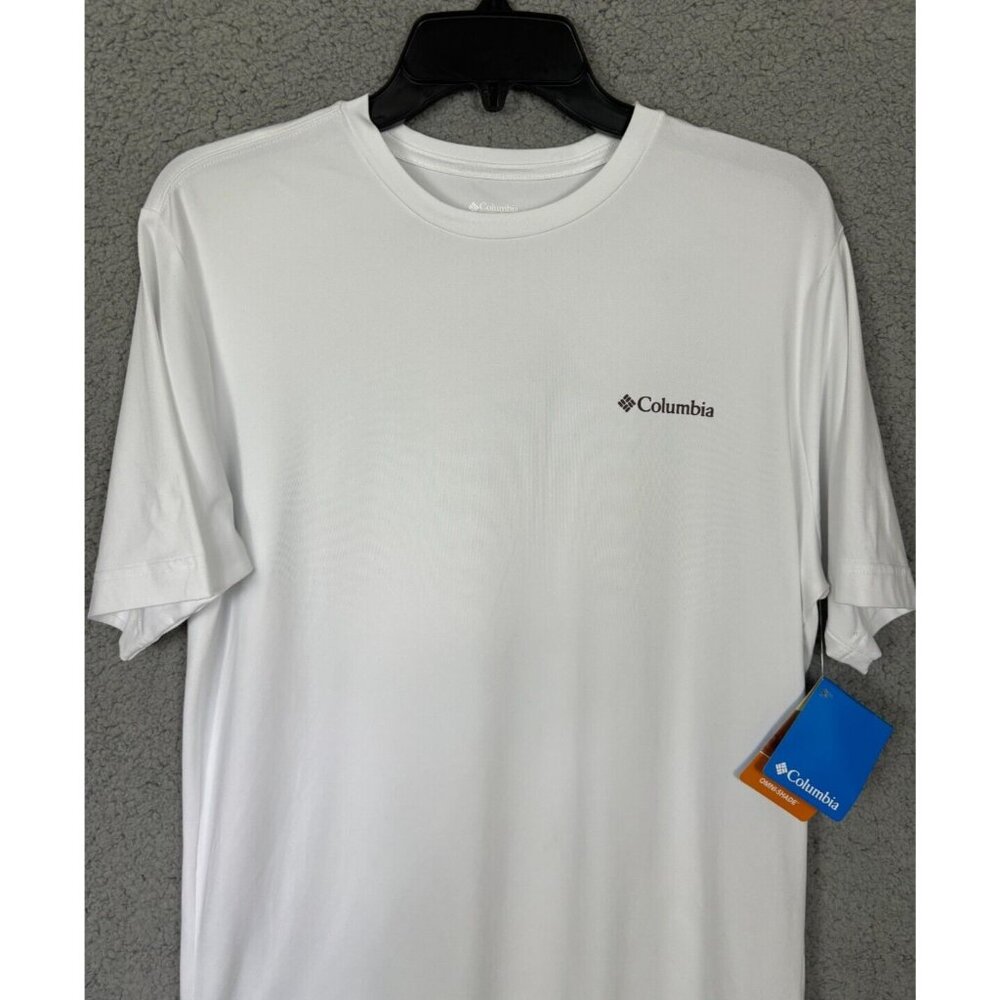 Columbia Mens Omni Shade Tech Trail Graphic Tee UPF 50 White Small New With Tags - Picture 2 of 8